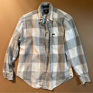 Vintage Faconnable Checkered Plaid Long Sleeve Button Down Flannel Shirt